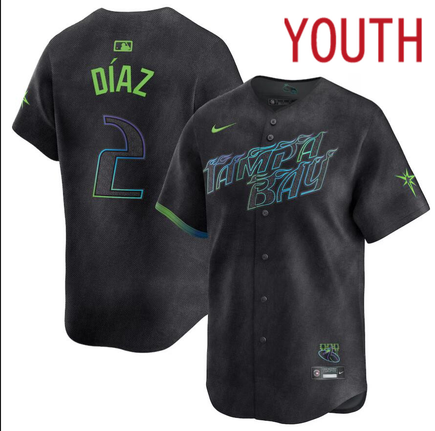 Youth Tampa Bay Rays #2 Yandy Diaz Nike MLB Limited City Connect Black 2024 Jersey->tampa bay rays->MLB Jersey